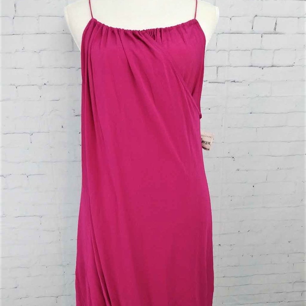 Nicole Miller Magenta Faux Wrap A Line Dress L~NWT
